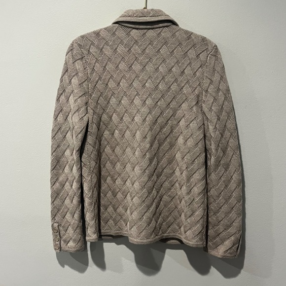 Talbots Merino Wool Basket Weave Blazer Women's Medium Petite Cardigan Beige - Picture 2 of 8